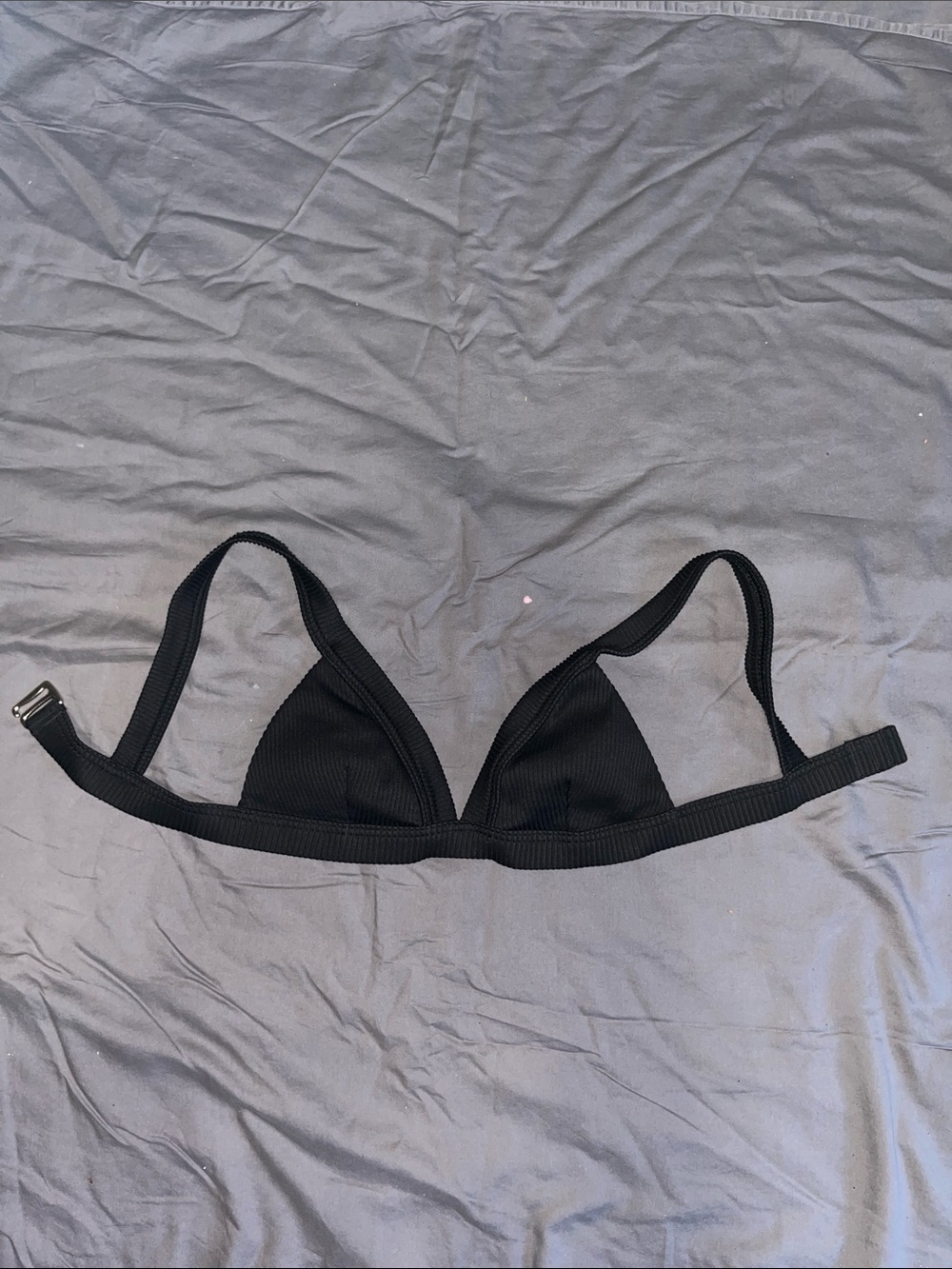 Hollister Black Ribbed Triangle Bikini Top
